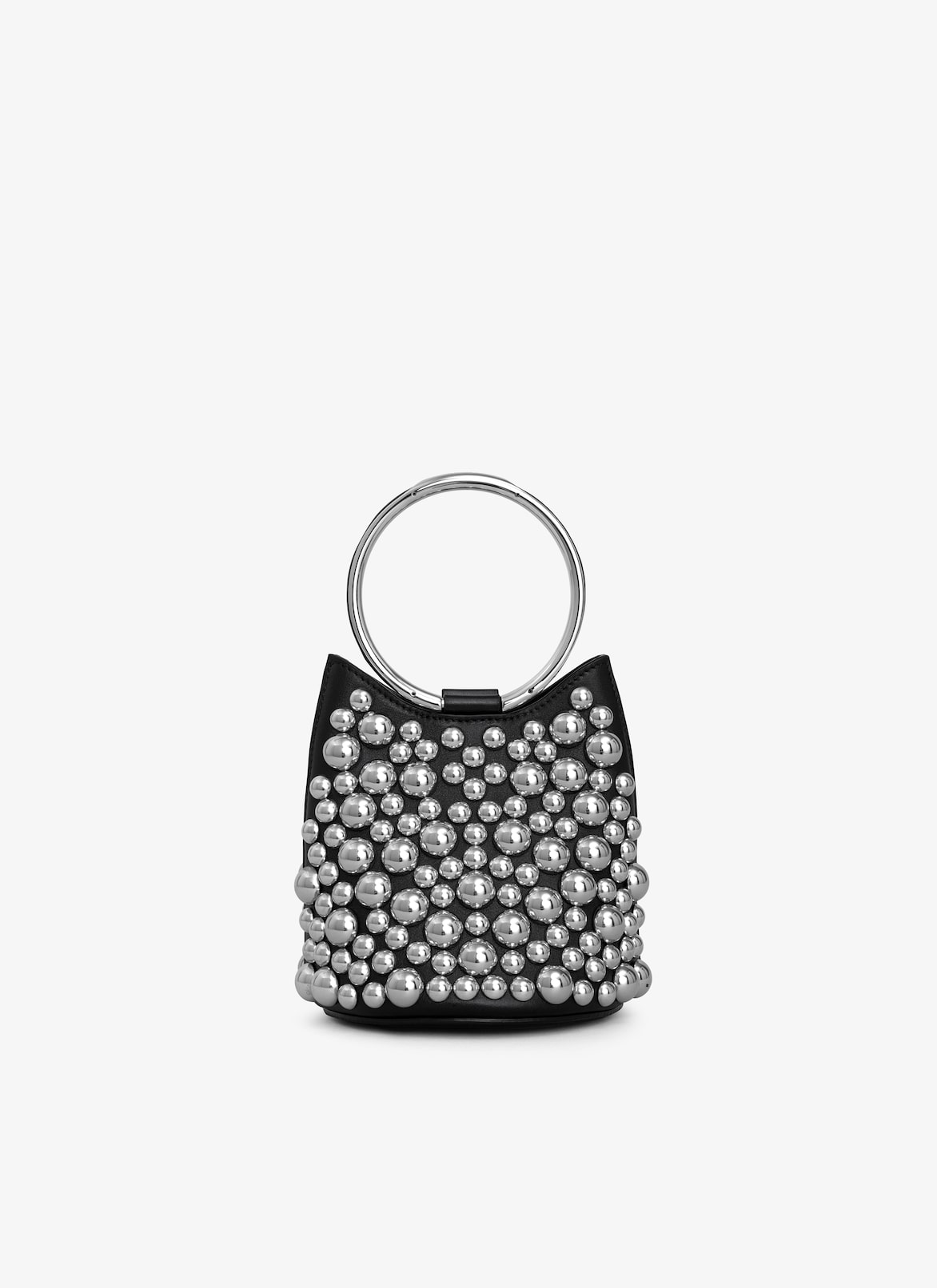 RING MINI BUCKET BAG WITH SPHERES ON CALFSKIN ALAÏA BLACK RING MINI BUCKET BAG WITH SPHERES ON CALFSKIN